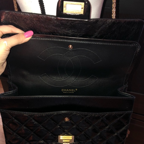 Chanel 2.55 black/gold reissue (227) Jumbo flap - Picture 5 of 8